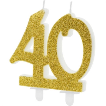 Number Candle Modern - 40 - Gold